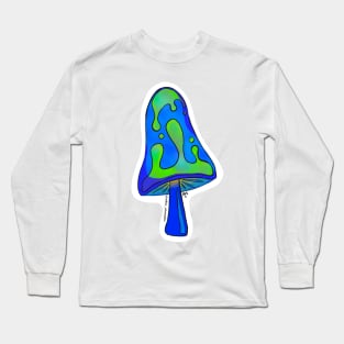 Lava Lamp Mushroom, Blue Long Sleeve T-Shirt